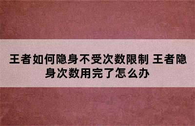 王者如何隐身不受次数限制 王者隐身次数用完了怎么办